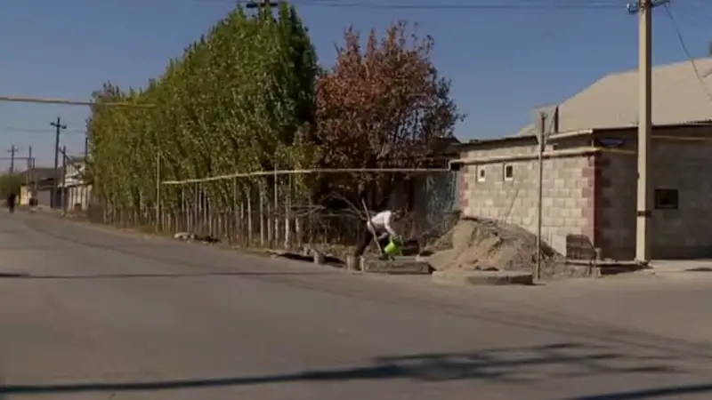 Қария зейнетақысына ауылындағы жолдың шұңқырын жамап жүр (видео)