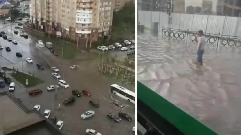Жаңбырдан кейін елорда көшелерін су басты