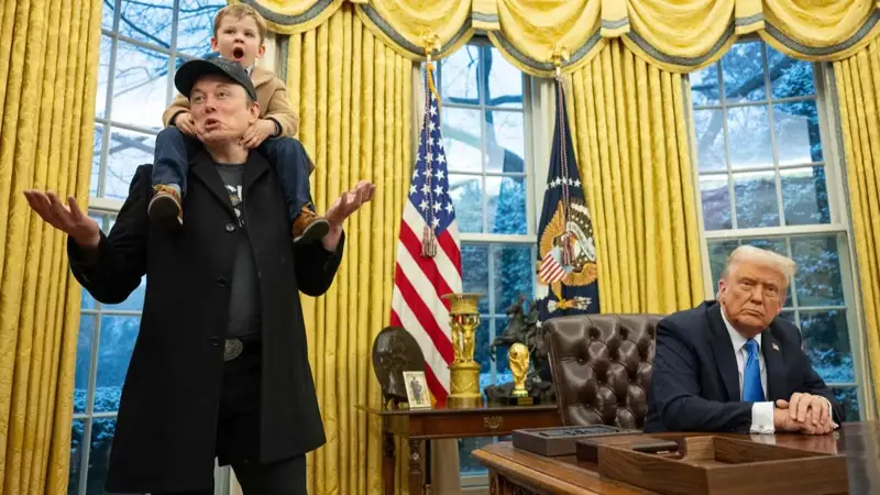 Маск пен ұлы Х және Трамп