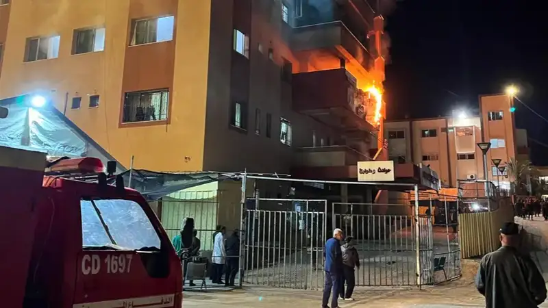 Израильдің соққысынан кейін Хан Юнис ауруханасында өрт шықты